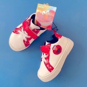 Sesame Street Elmo Baby White/Red Court Sneakers Shoes Size 4